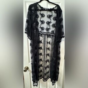 Elegant Black Lace Kimono